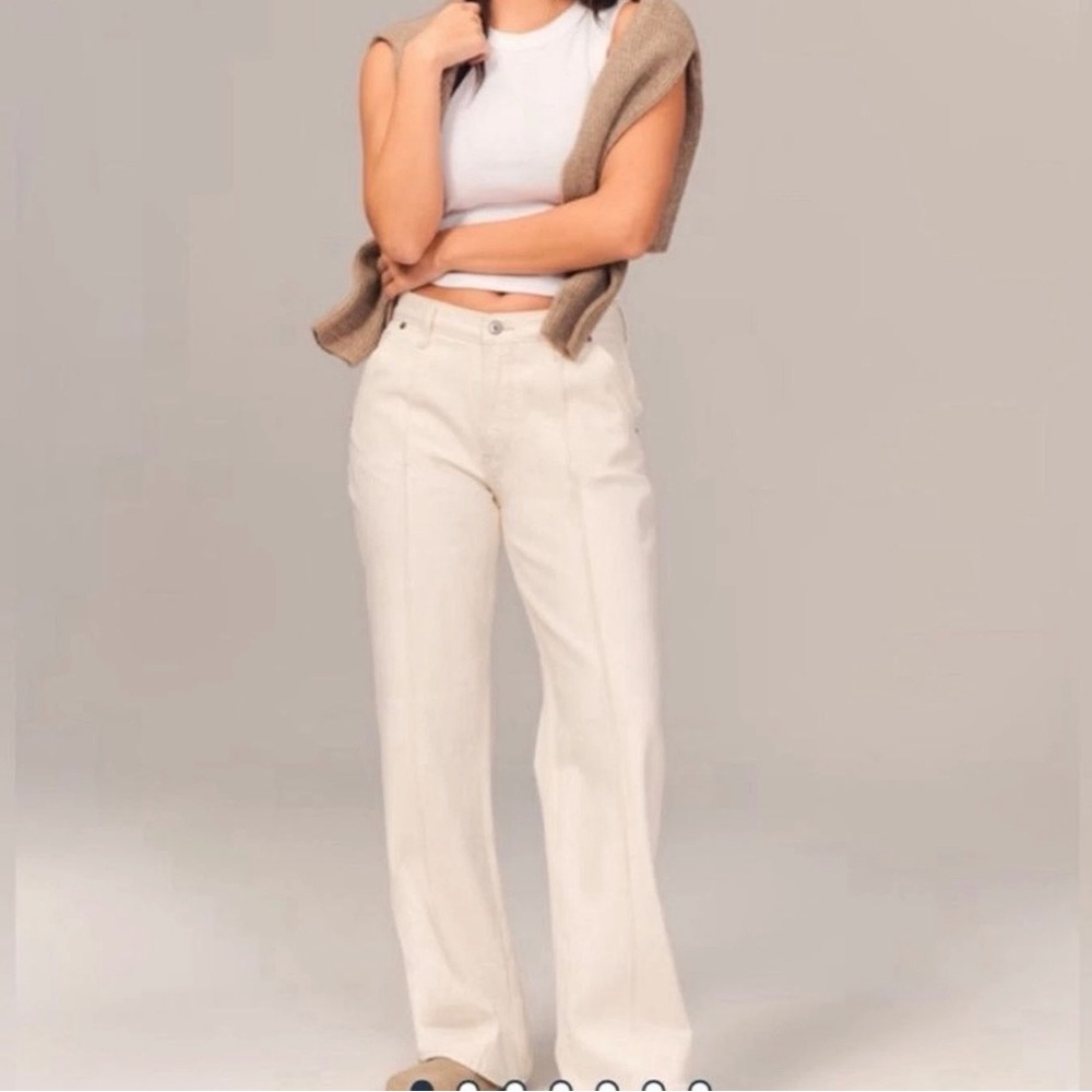 Abercrombie curvelove 31 long pintuck cream denim